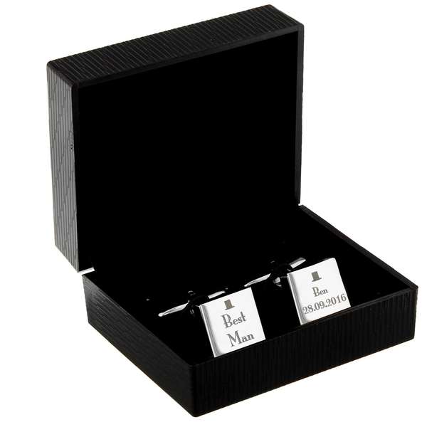 (image for) Personalised Decorative Wedding Best Man Square Cufflinks - Click Image to Close
