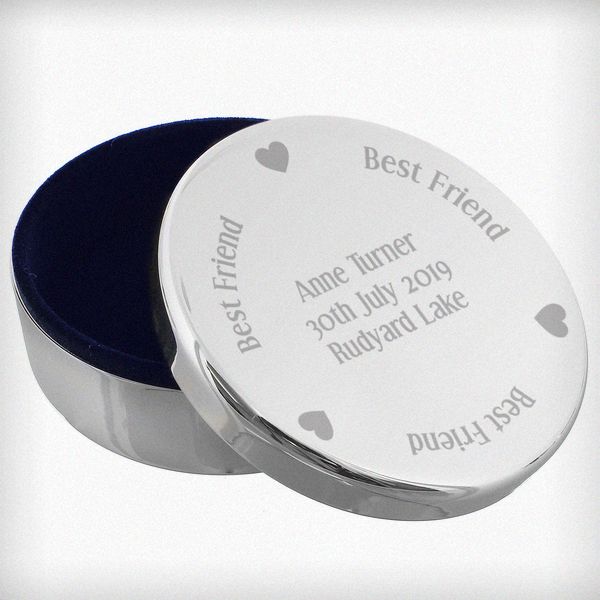 Modal Additional Images for Personalised Best Friend Round Trinket Box