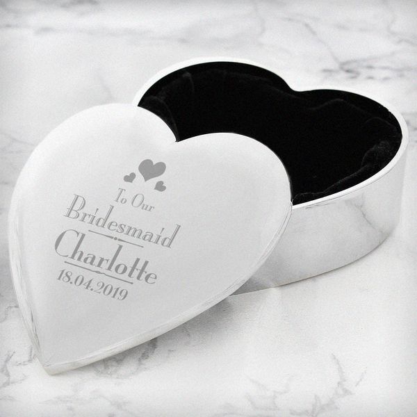 (image for) Personalised Decorative Wedding Bridesmaid Heart Trinket Box - Click Image to Close