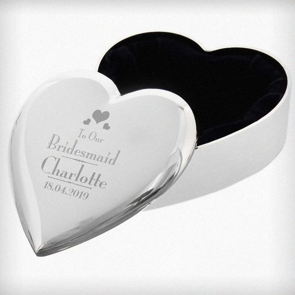 (image for) Personalised Decorative Wedding Bridesmaid Heart Trinket Box - Click Image to Close