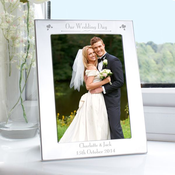 Modal Additional Images for Personalised Silver 5x7 Decorative Our Wedding Day Photo Frame