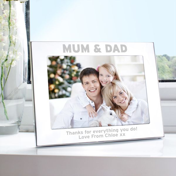 (image for) Personalised Silver 5x7 Mum & Dad Photo Frame - Click Image to Close