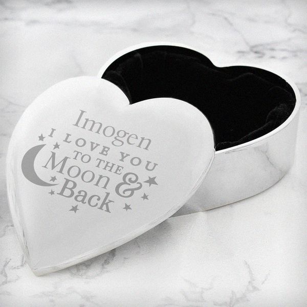 (image for) Personalised To the Moon and Back... Heart Trinket Box