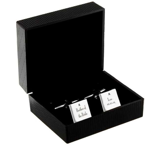 (image for) Personalised Decorative Wedding Any Role Square Cufflinks - Click Image to Close