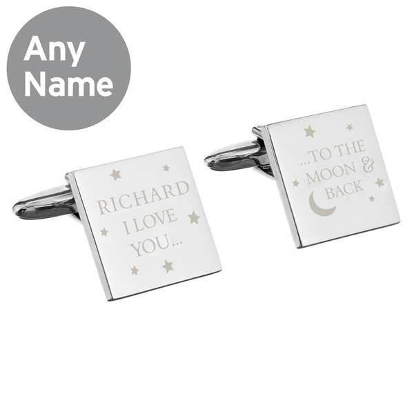 Modal Additional Images for Personalised To the Moon and Back Square Cufflinks