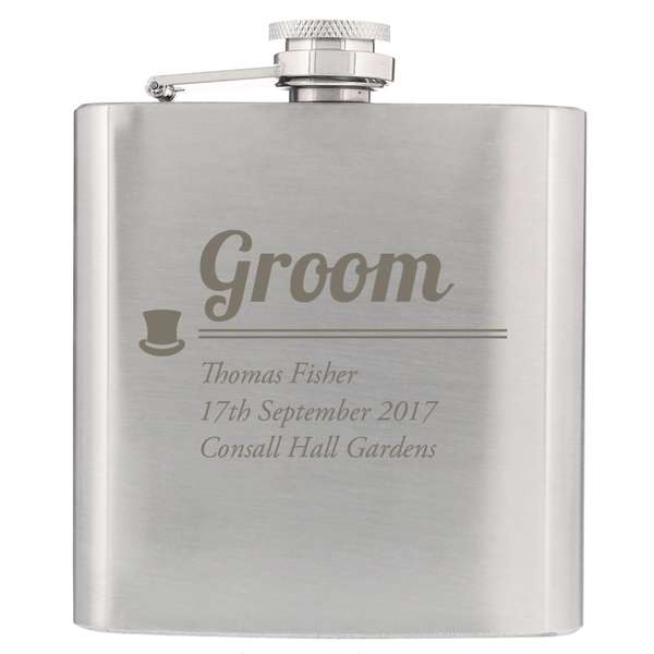 (image for) Personalised Groom Hip Flask - Click Image to Close