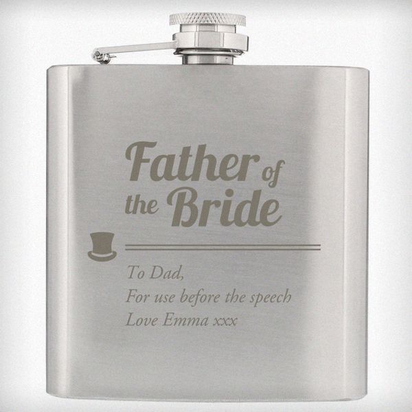 (image for) Personalised Father of the Bride Hip Flask - Click Image to Close