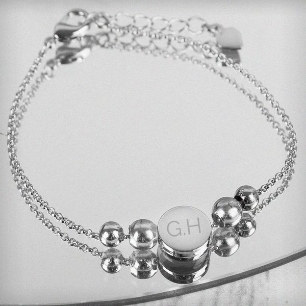 (image for) Personalised Silver Plated Initials Disc Bracelet