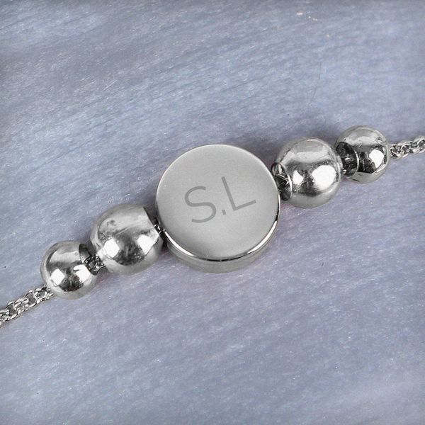 Modal Additional Images for Personalised Silver Plated Initials Disc Bracelet