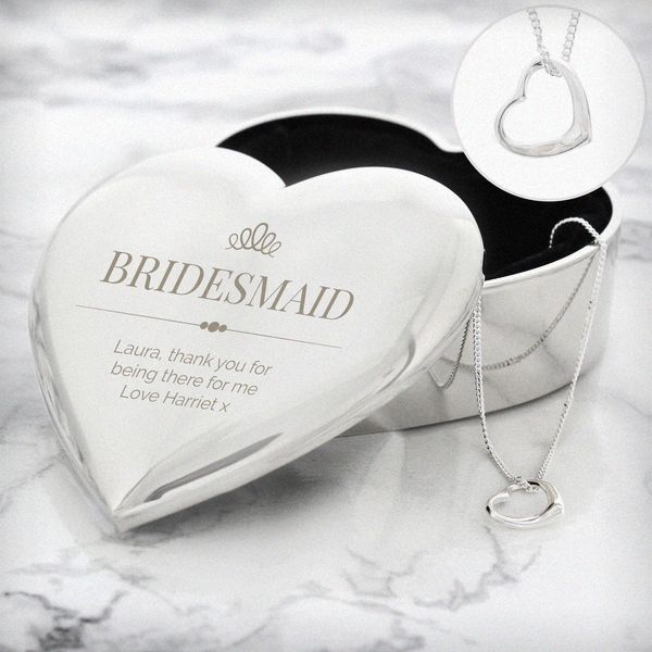 Modal Additional Images for Personalised Elegant Crown Heart Trinket Box & Necklace Set