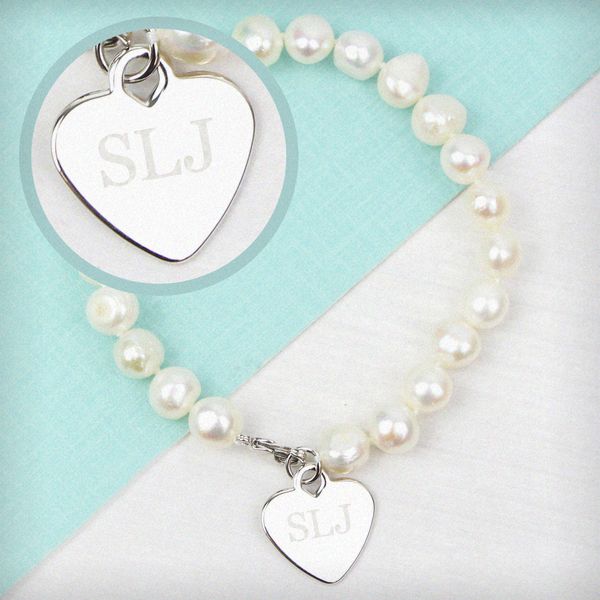 (image for) Personalised White Freshwater Pearl Initial Bracelet - Click Image to Close