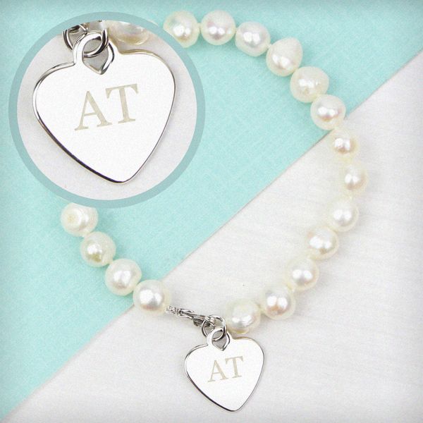 (image for) Personalised White Freshwater Pearl Initial Bracelet - Click Image to Close