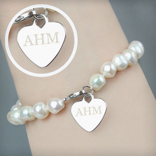 Modal Additional Images for Personalised White Freshwater Pearl Initial Bracelet