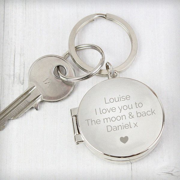 (image for) Personalised Heart Motif Round Photo Keyring - Click Image to Close