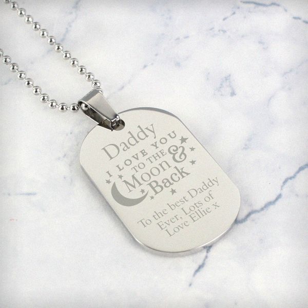 (image for) Personalised 'To The Moon & Back...' Stainless Steel Dog Tag Nec - Click Image to Close