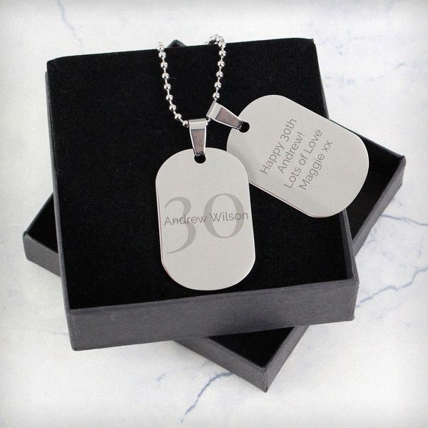 (image for) Personalised Big Age Stainless Steel Double Dog Tag Necklace