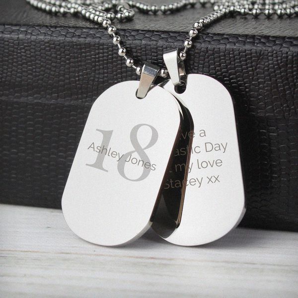 Modal Additional Images for Personalised Big Age Stainless Steel Double Dog Tag Necklace
