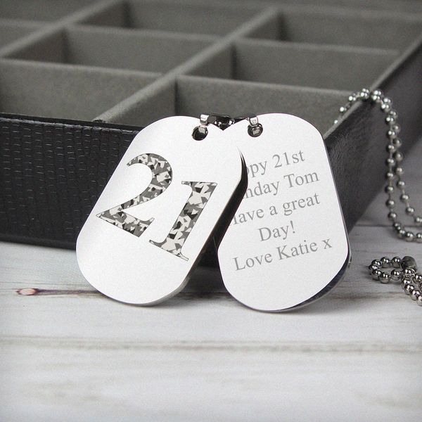 (image for) Personalised Camouflage Age Stainless Steel Double Dog Tag Neckl