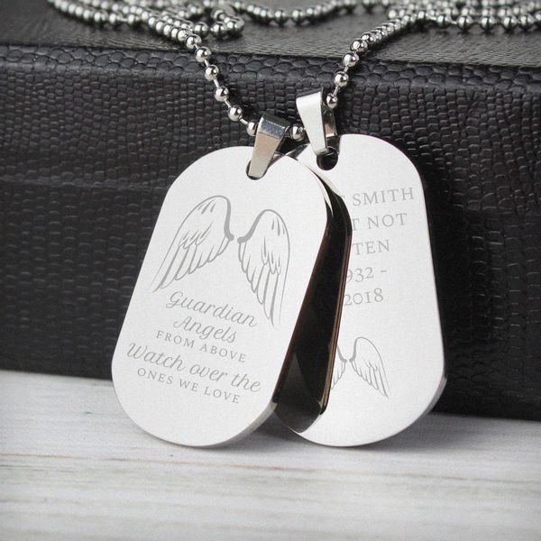 Modal Additional Images for Personalised Guardian Angel Stainless Steel Double Dog Tag Neckl