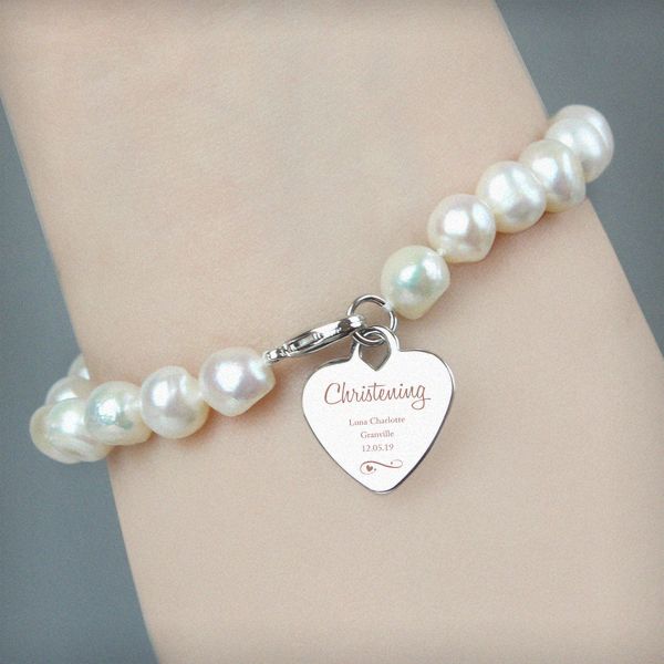 Modal Additional Images for Personalised Christening Swirls & Hearts White Freshwater Pearl