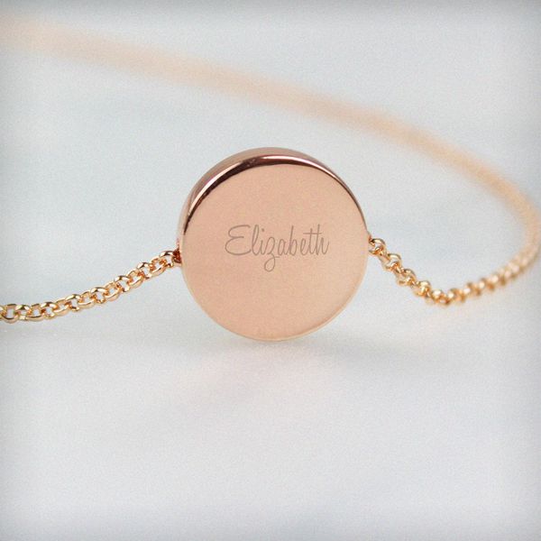 (image for) Personalised Any Name Rose Gold Tone Disc Necklace - Click Image to Close