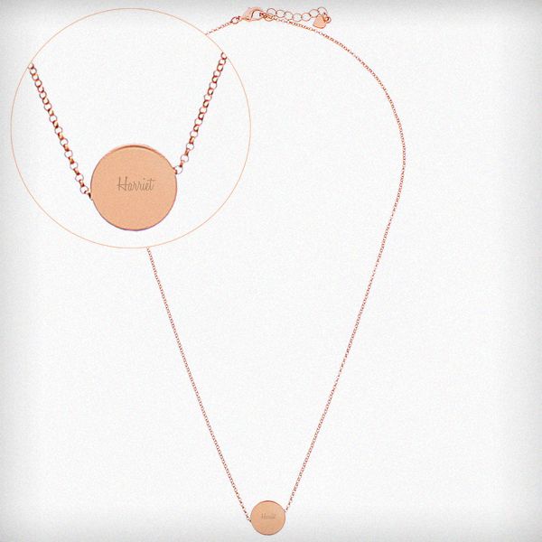 Modal Additional Images for Personalised Any Name Rose Gold Tone Disc Necklace