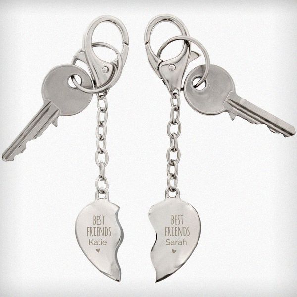 (image for) Personalised Best Friends Two Hearts Keyring - Click Image to Close