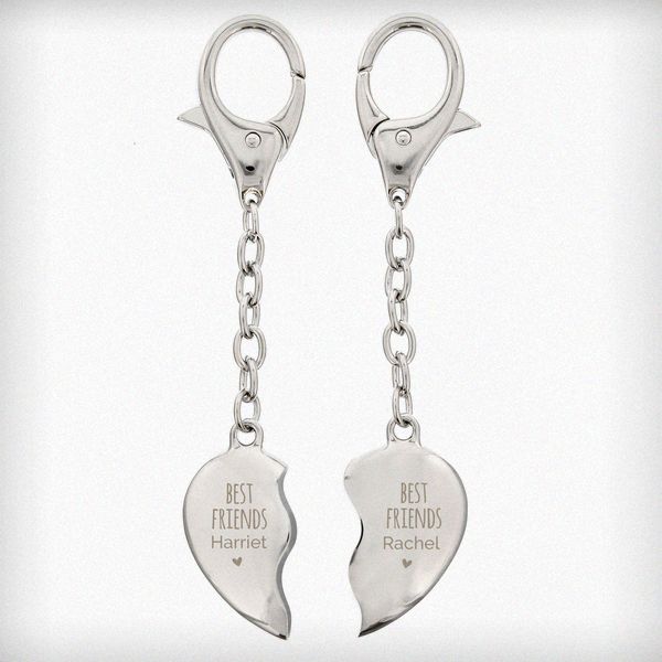 (image for) Personalised Best Friends Two Hearts Keyring - Click Image to Close