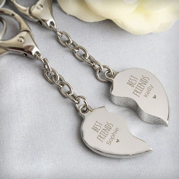 Modal Additional Images for Personalised Best Friends Two Hearts Keyring
