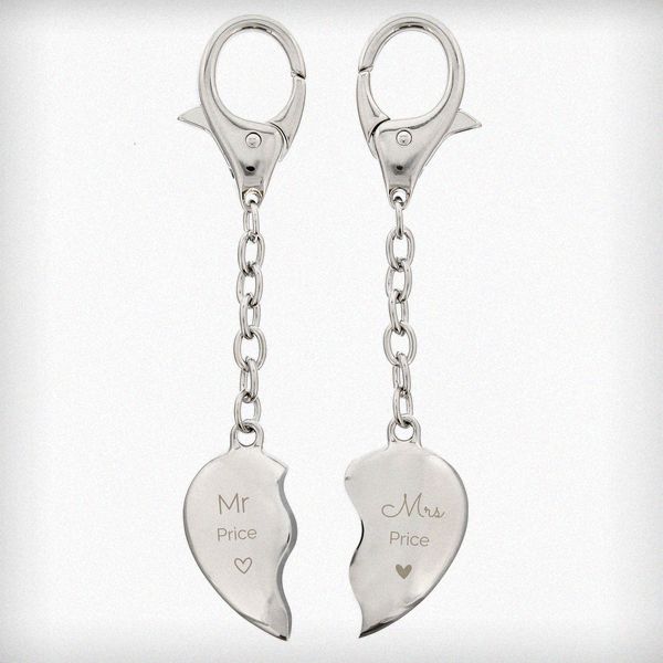 Modal Additional Images for Personalised Mr & Mrs Two Hearts Keyring