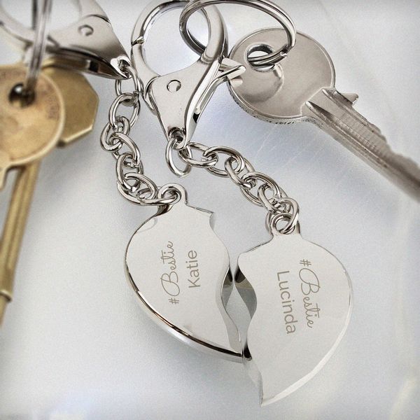 (image for) Personalised Any Message Two Hearts Keyring