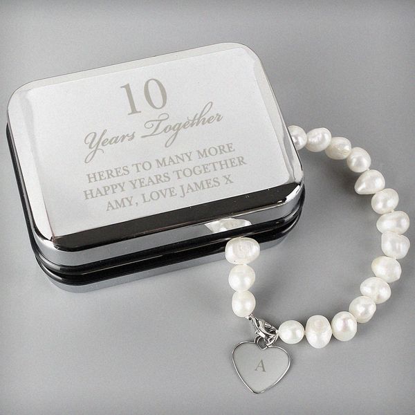 (image for) Personalised Anniversary Silver Box and Pearl Bracelet - Click Image to Close