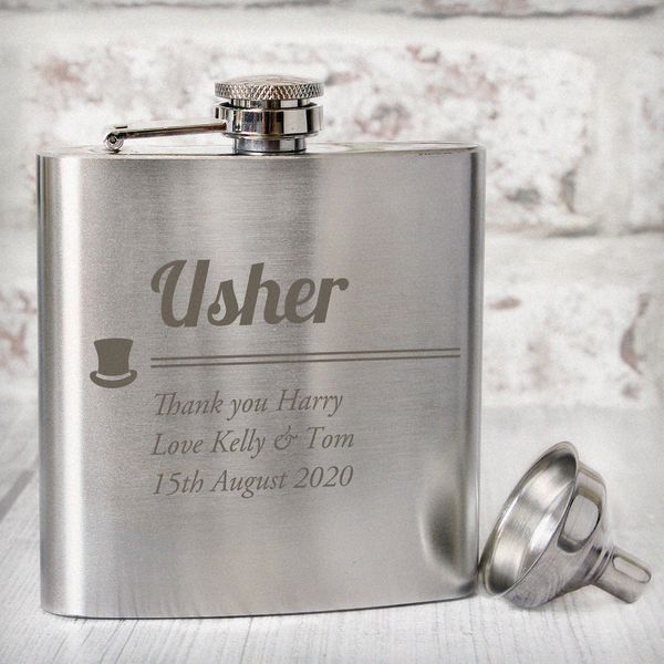 Modal Additional Images for Personalised Usher Hip Flask