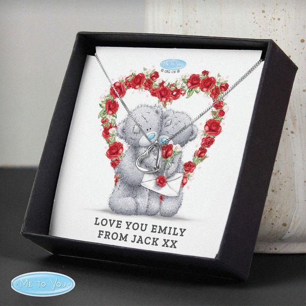 (image for) Personalised Me to You Valentine Sentiment Heart Necklace and Box - Click Image to Close