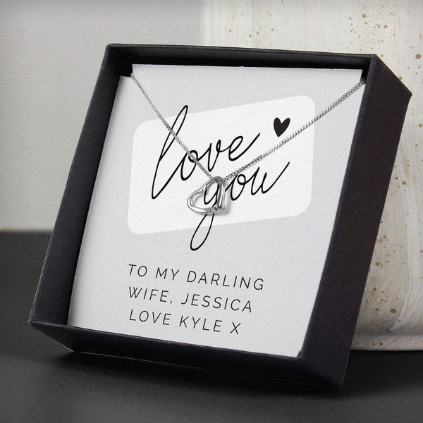 (image for) Personalised Love you Sentiment Silver Tone Necklace and Box