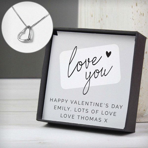 Modal Additional Images for Personalised Love you Sentiment Silver Tone Necklace and Box