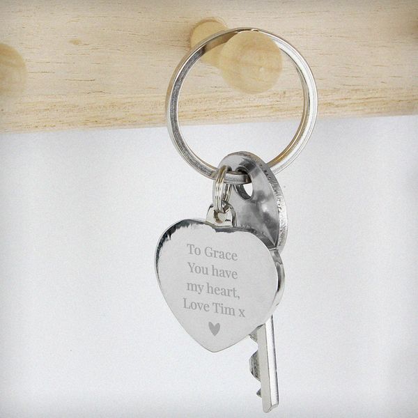 (image for) Personalised Free Text Diamante Heart Keyring - Click Image to Close