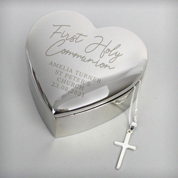 Modal Additional Images for Personalised First Holy Communion Heart Trinket Box & Cross Necklace Set