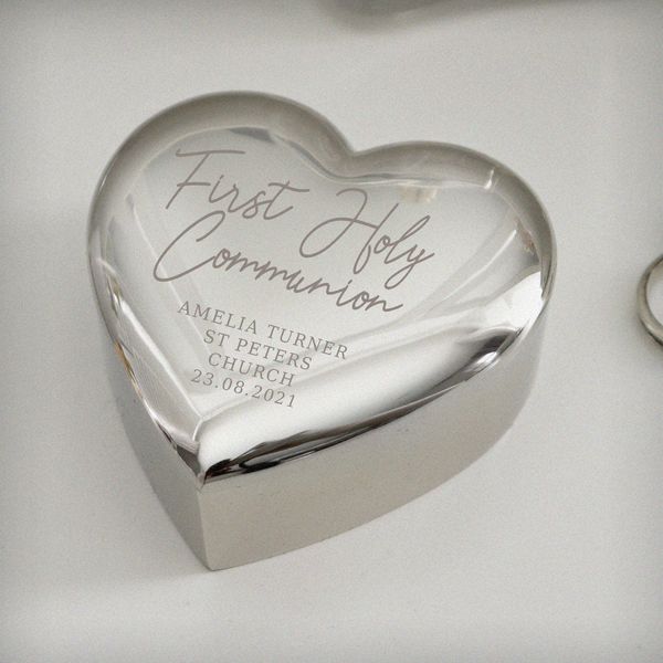 (image for) Personalised First Holy Communion Heart Trinket Box - Click Image to Close