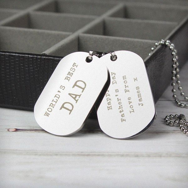 (image for) Personalised Free Text Steel Double Dog Tag Necklace - Click Image to Close