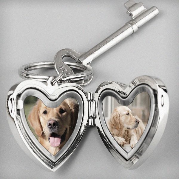 Modal Additional Images for Personalised Paw Print Heart Photo Frame Keyring