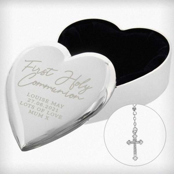 Modal Additional Images for Personalised First Holy Communion Rosary Beads and Cross Heart Trinket Box