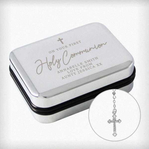 Modal Additional Images for Personalised First Holy Communion Rosary Beads and Cross Trinket Box