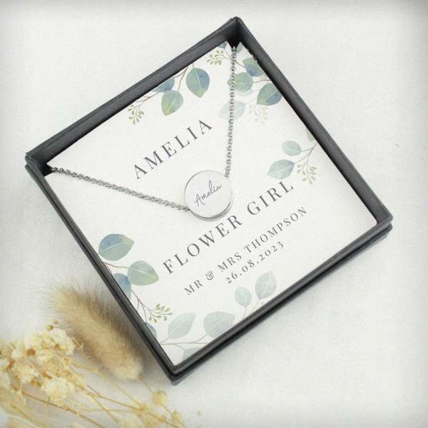 (image for) Personalised Botanical Sentiment Silver Tone Necklace and Box - Click Image to Close