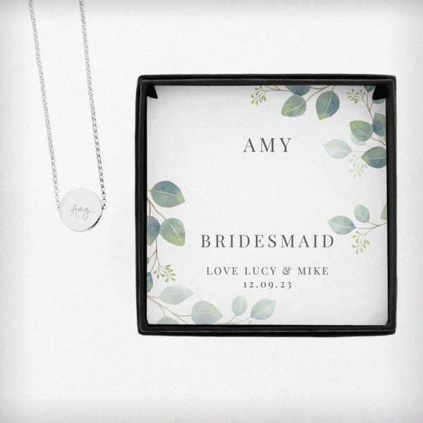 Modal Additional Images for Personalised Botanical Sentiment Silver Tone Necklace and Box