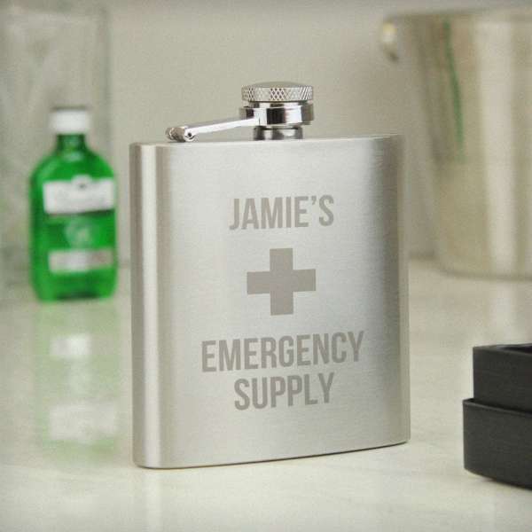 (image for) Personalised Emergency Supply Hip Flask - Click Image to Close