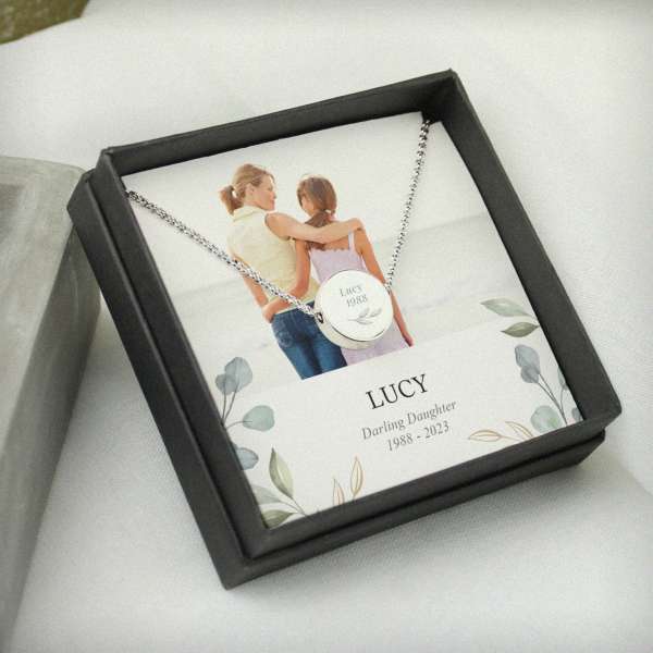 Modal Additional Images for Personalised Botanical Memorial Photo Upload Necklace and Box