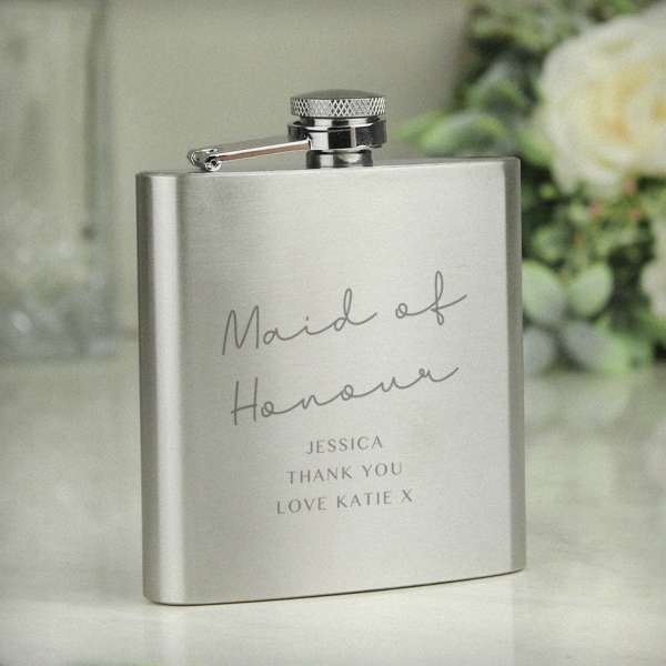 Modal Additional Images for Personalised Message Wedding Party Hip Flask