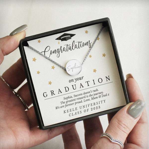 (image for) Personalised Graduation Sentiment Silver Tone Necklace and Box - Click Image to Close