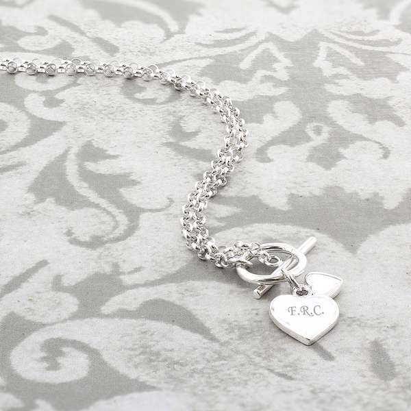(image for) Personalised Hearts T-Bar Necklace - Click Image to Close